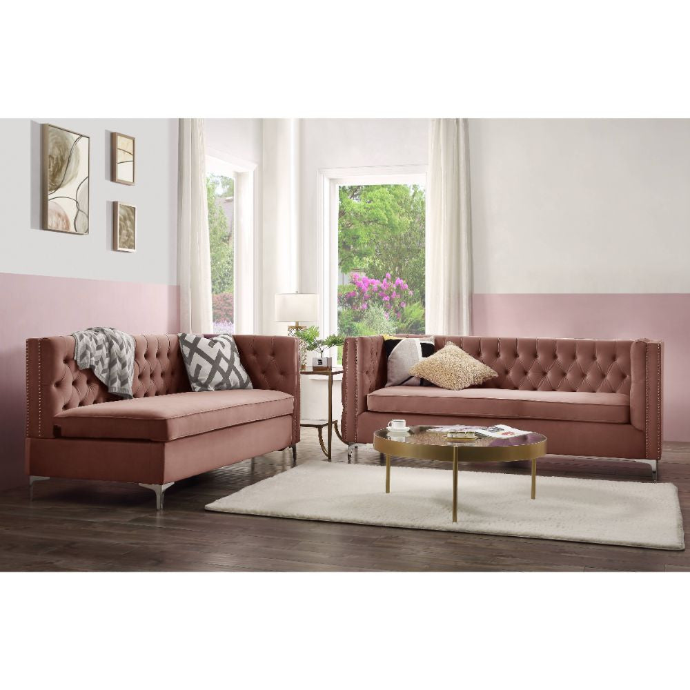 ACME 55505 Rhett Sectional Sofa, Dusty Pink Velvet