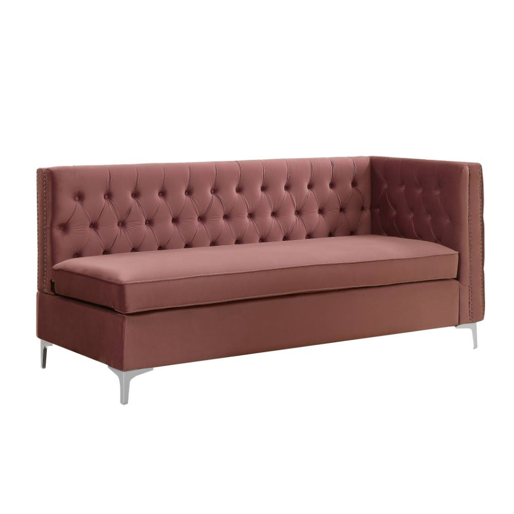 ACME 55505 Rhett Sectional Sofa, Dusty Pink Velvet