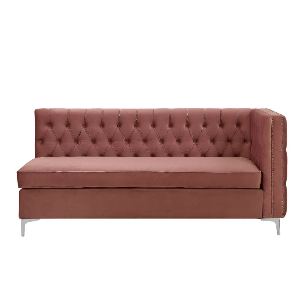 ACME 55505 Rhett Sectional Sofa, Dusty Pink Velvet