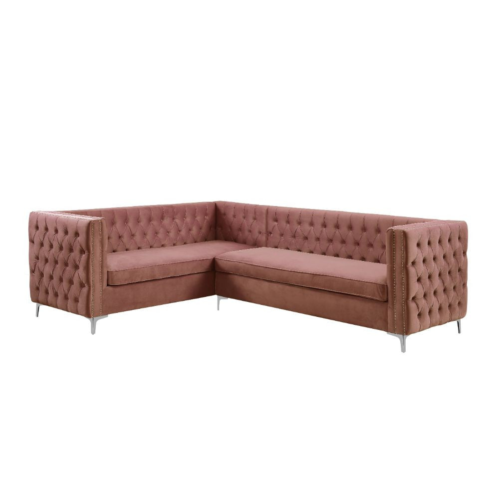 ACME 55505 Rhett Sectional Sofa, Dusty Pink Velvet