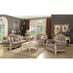 ACME 56022 Ragenardus Chair with 1 Pillow, Gray Fabric & Antique White