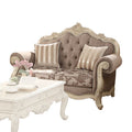 ACME 56021 Ragenardus Loveseat with 2 Pillows, Gray Fabric & Antique White