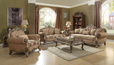 ACME 56030 Ragenardus Sofa with 5 Pillows, Fabric & Vintage Oak