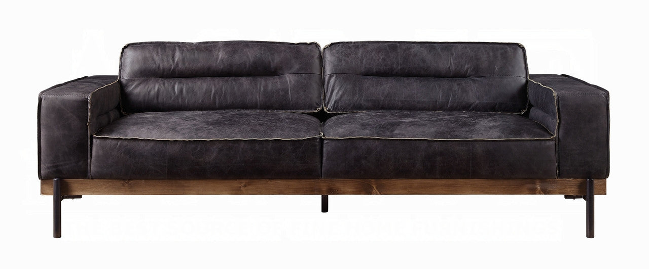 ACME 56505 Silchester Sofa, Antique Ebony Top Grain Leather