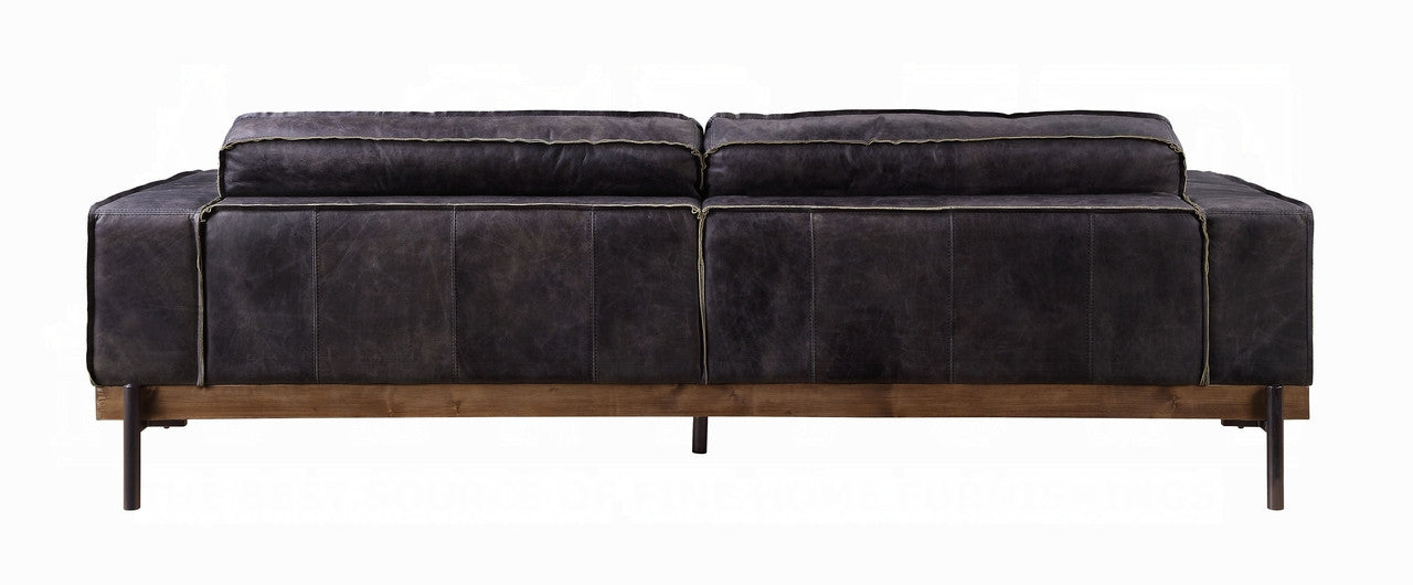 ACME 56505 Silchester Sofa, Antique Ebony Top Grain Leather