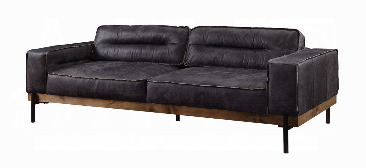 ACME 56505 Silchester Sofa, Antique Ebony Top Grain Leather