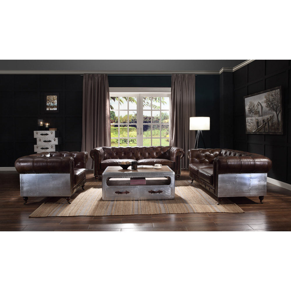 ACME 56590 Aberdeen Sofa, Vintage Brown Top Grain Leather