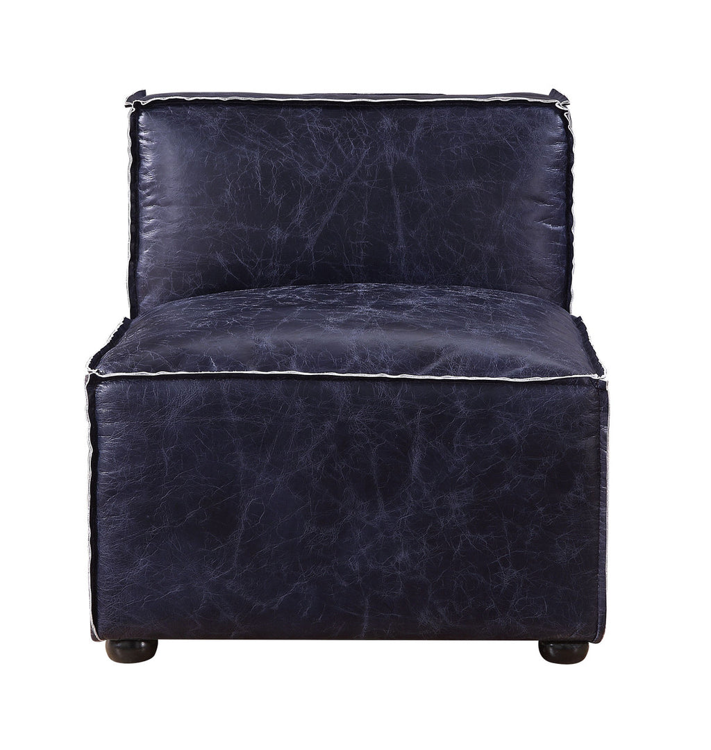 ACME 56595 Birdie Modular - Armless Chair, Vintage Blue Top Grain Leather