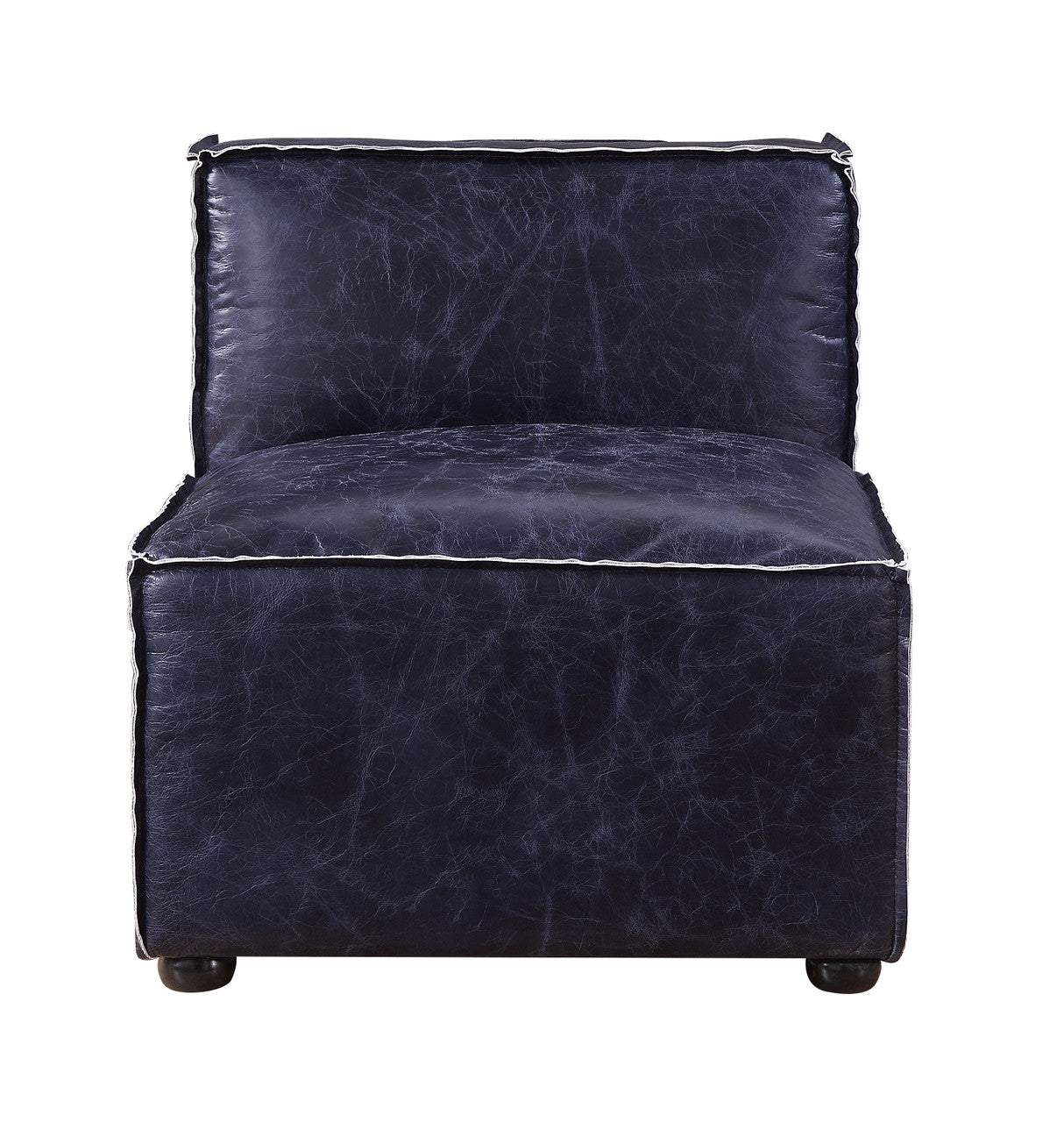 ACME 56595 Birdie Modular - Armless Chair, Vintage Blue Top Grain Leather