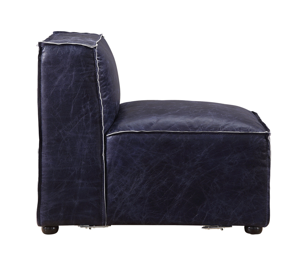 ACME 56595 Birdie Modular - Armless Chair, Vintage Blue Top Grain Leather