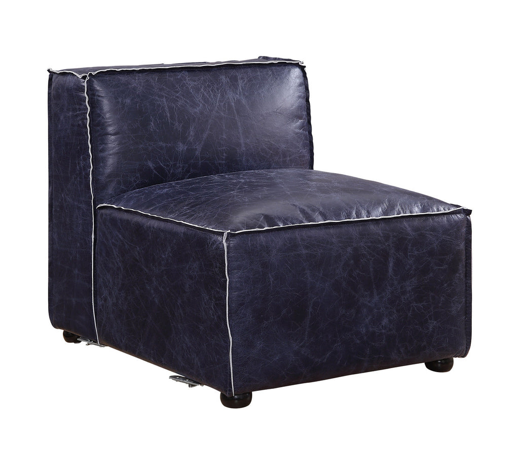 ACME 56595 Birdie Modular - Armless Chair, Vintage Blue Top Grain Leather