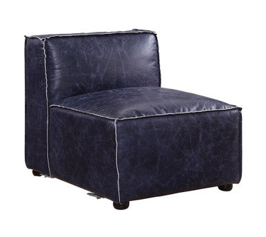 ACME 56595 Birdie Modular - Armless Chair, Vintage Blue Top Grain Leather
