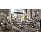 ACME 56821 Versailles Loveseat with 4 Pillows, Silver PU & Antique Platinum  1