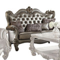 ACME 56821 Versailles Loveseat with 4 Pillows, Silver PU & Antique Platinum