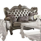 ACME 56821 Versailles Loveseat with 4 Pillows, Silver PU & Antique Platinum