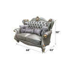ACME 56821 Versailles Loveseat with 4 Pillows, Silver PU & Antique Platinum  2
