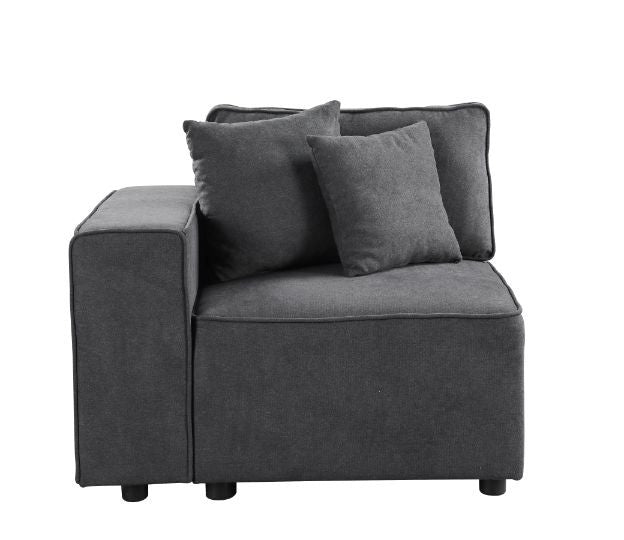 ACME 56871 Silvester Modular Left Facing Chair with 2 Pillows, Gray Fabric