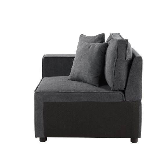 ACME 56871 Silvester Modular Left Facing Chair with 2 Pillows, Gray Fabric