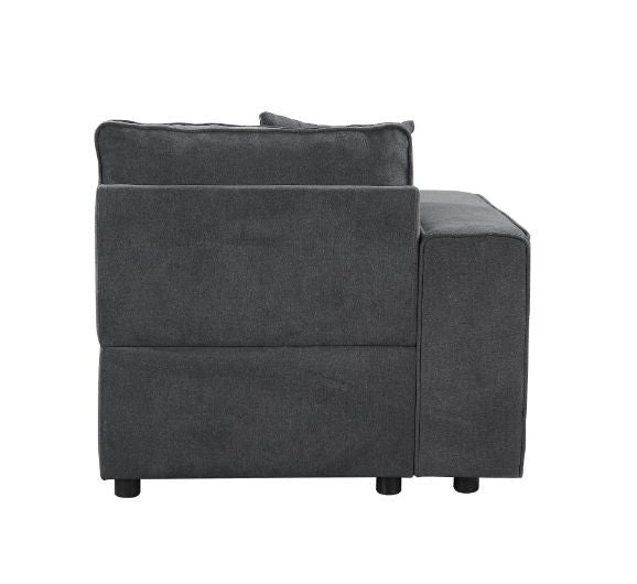 ACME 56871 Silvester Modular Left Facing Chair with 2 Pillows, Gray Fabric