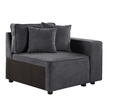 ACME 56872 Silvester Modular Right Facing Chair with 2 Pillows, Gray Fabric