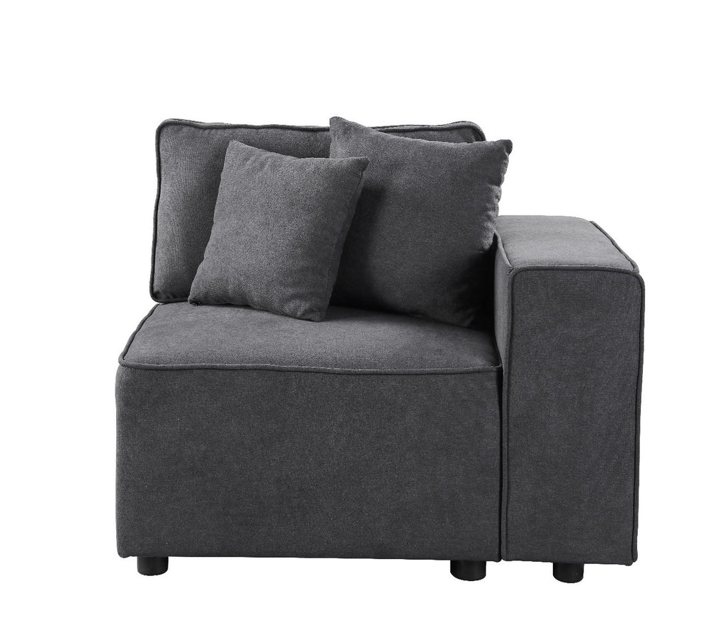 ACME 56872 Silvester Modular Right Facing Chair with 2 Pillows, Gray Fabric