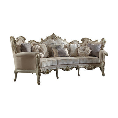 ACME 56880 Picardy Sofa with 8 Pillows, Fabric & Antique Pearl