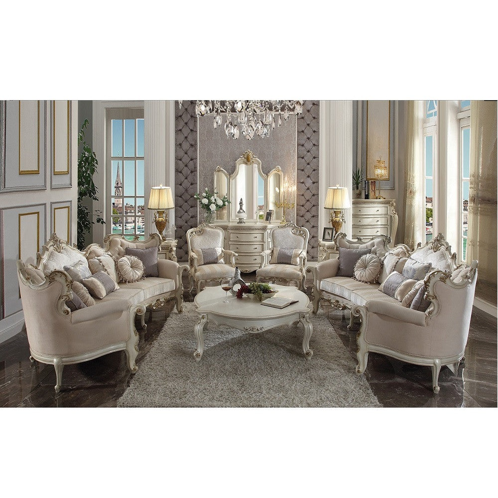 ACME 56880 Picardy Sofa with 8 Pillows, Fabric & Antique Pearl