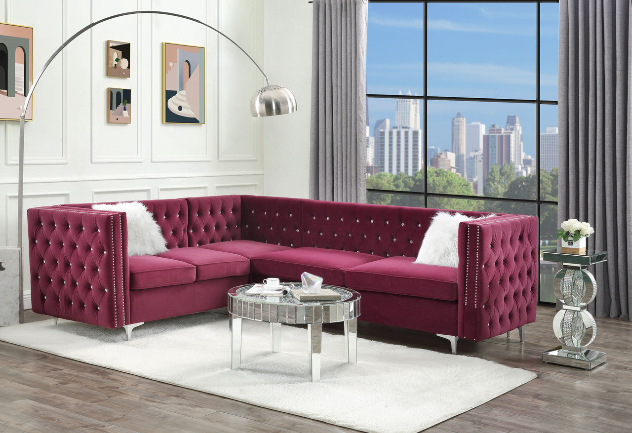 ACME 57330 Jaszira Modular - Left Facing & Right Facing Arms, Burgundy Velvet