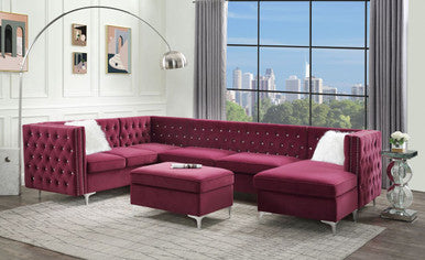 ACME 57330 Jaszira Modular - Left Facing & Right Facing Arms, Burgundy Velvet