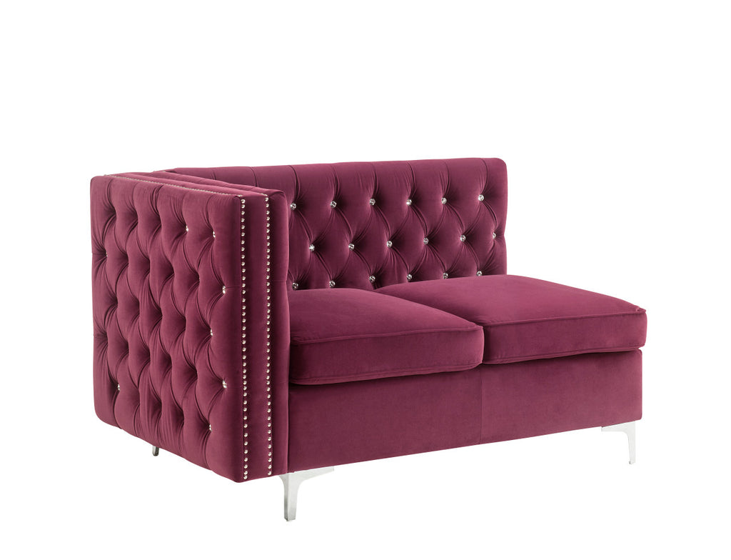 ACME 57331 Jaszira Modular - Armless Loveseat with 2 Pillows, Burgundy Velvet