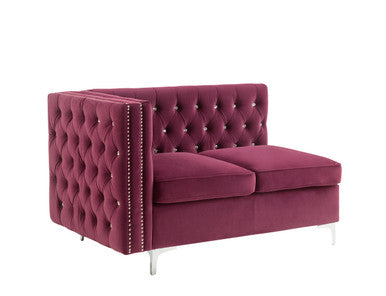 ACME 57331 Jaszira Modular - Armless Loveseat with 2 Pillows, Burgundy Velvet