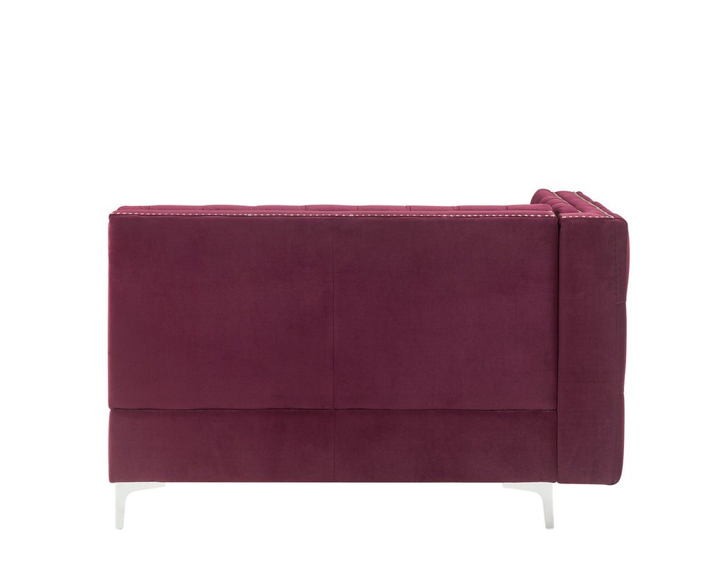 ACME 57331 Jaszira Modular - Armless Loveseat with 2 Pillows, Burgundy Velvet