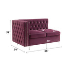 ACME 57331 Jaszira Modular - Armless Loveseat with 2 Pillows, Burgundy Velvet