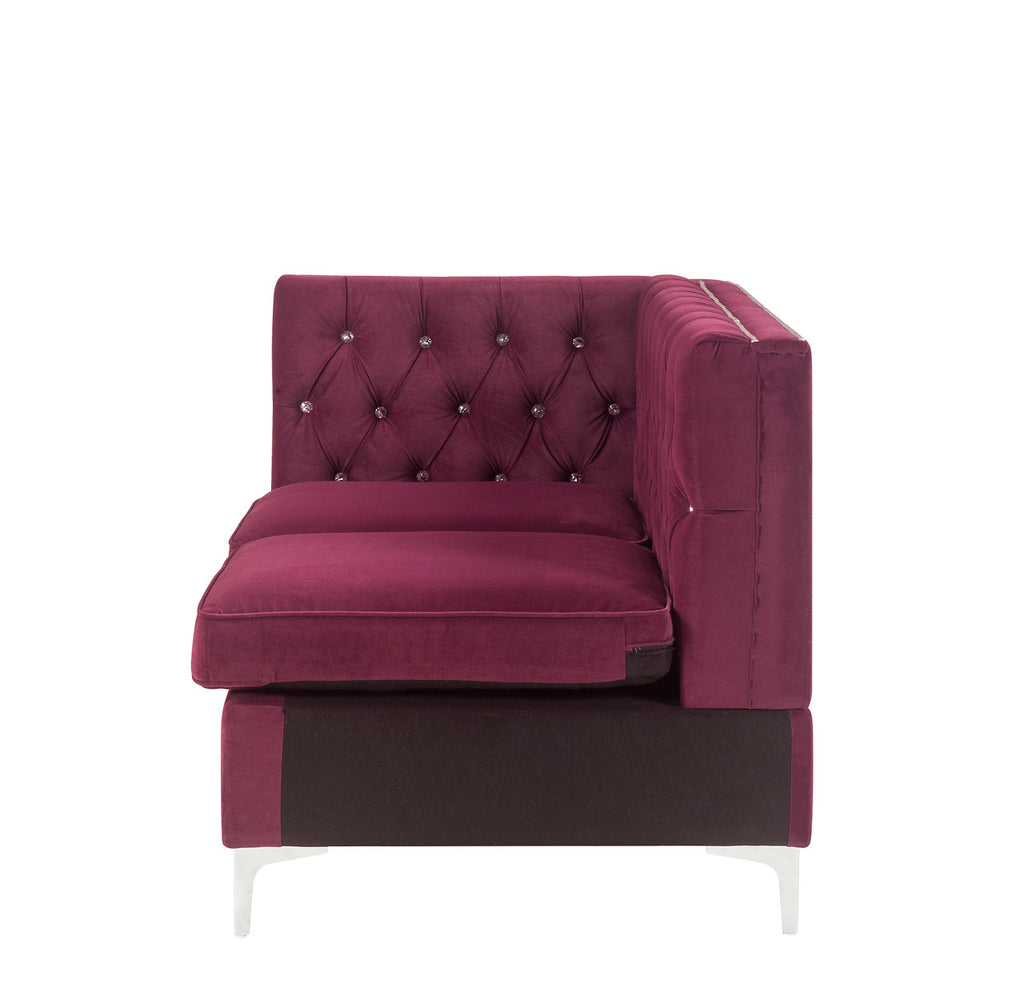 ACME 57331 Jaszira Modular - Armless Loveseat with 2 Pillows, Burgundy Velvet