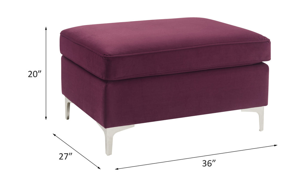 ACME 57335 Jaszira Ottoman, Burgundy Velvet