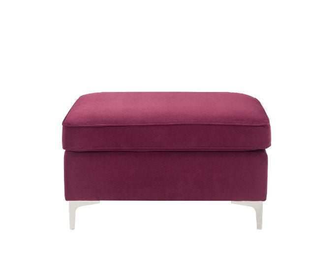 ACME 57335 Jaszira Ottoman, Burgundy Velvet