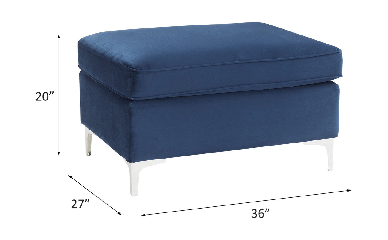 ACME 57345 Jaszira Ottoman, Blue Velvet