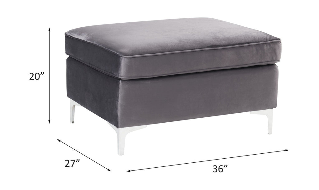 ACME 57375 Jaszira Ottoman, Gray Velvet