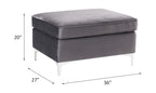 ACME 57375 Jaszira Ottoman, Gray Velvet
