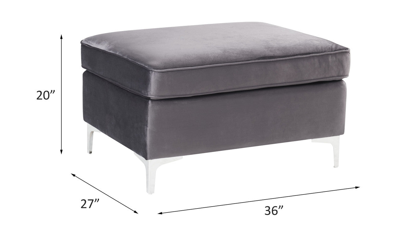 ACME 57375 Jaszira Ottoman, Gray Velvet