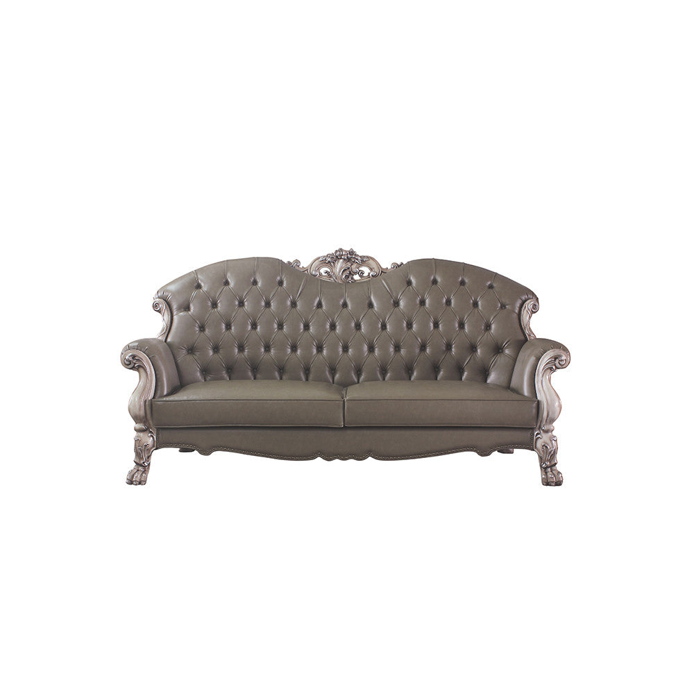 ACME 58175 Dresden Sofa with 5 Pillows, Vintage Bone White & PU