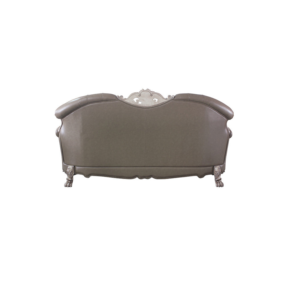 ACME 58175 Dresden Sofa with 5 Pillows, Vintage Bone White & PU