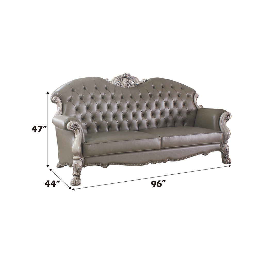 ACME 58175 Dresden Sofa with 5 Pillows, Vintage Bone White & PU