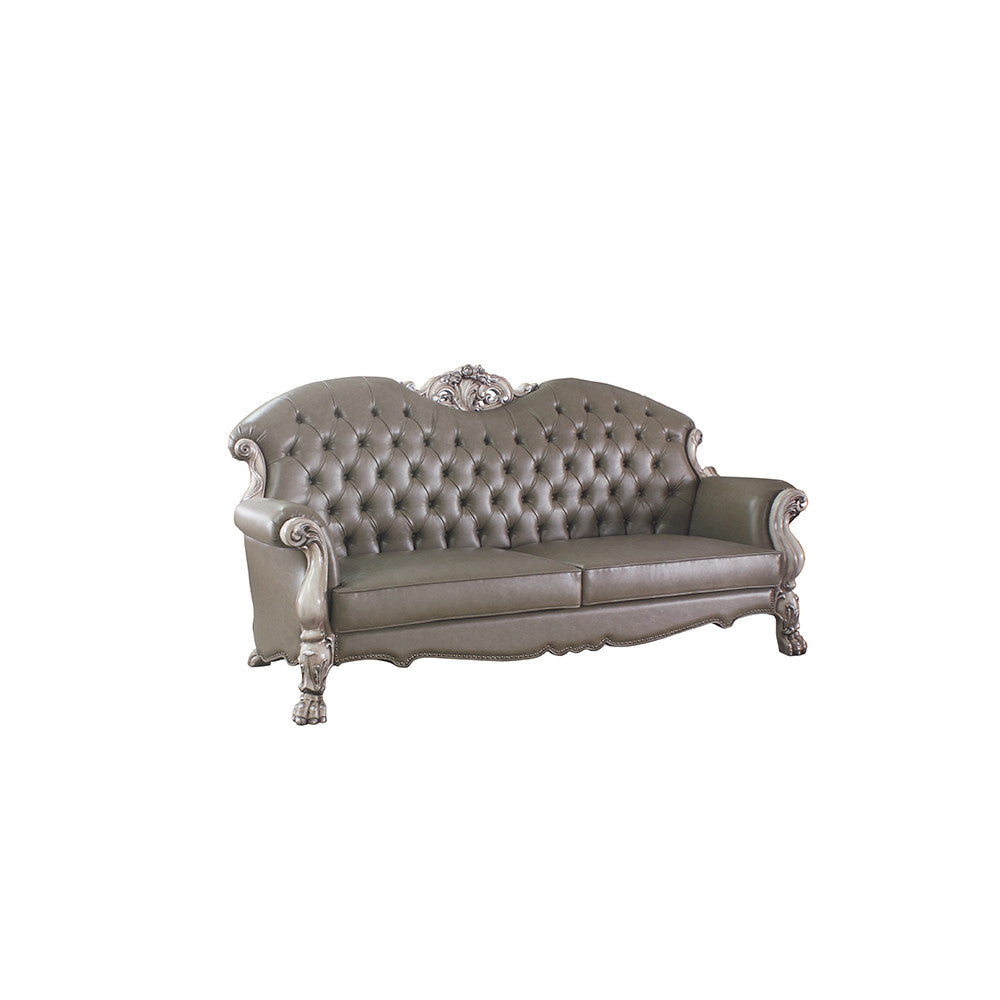 ACME 58175 Dresden Sofa with 5 Pillows, Vintage Bone White & PU