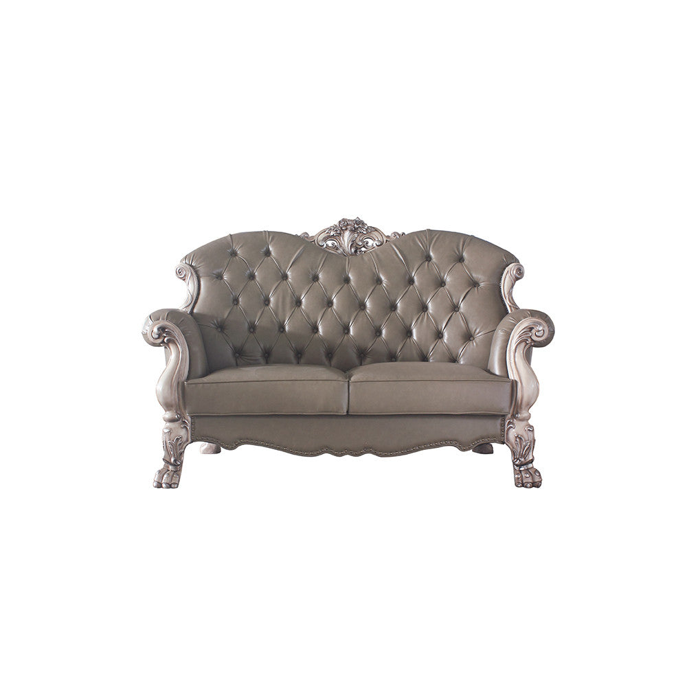 ACME 58176 Dresden Loveseat with 3 Pillows, Vintage Bone White & PU