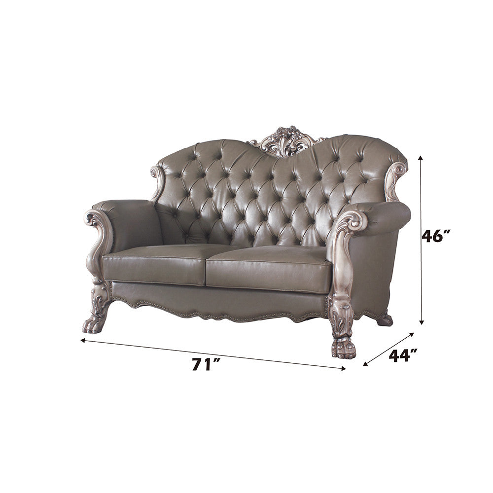 ACME 58176 Dresden Loveseat with 3 Pillows, Vintage Bone White & PU