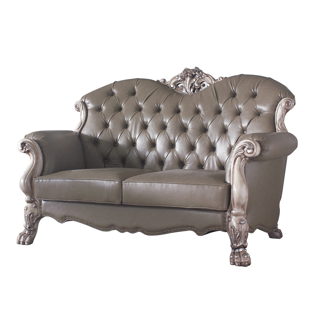 ACME 58176 Dresden Loveseat with 3 Pillows, Vintage Bone White & PU