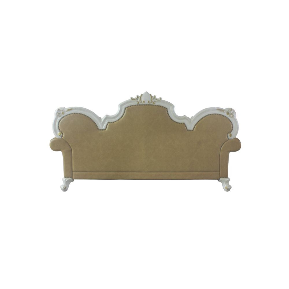 ACME 58210 Picardy Sofa with 5 Pillows, Antique Pearl & Butterscotch PU
