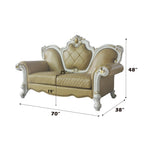ACME 58211 Picardy Loveseat with 3 Pillows, Antique Pearl & Butterscotch PU