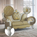 ACME 58211 Picardy Loveseat with 3 Pillows, Antique Pearl & Butterscotch PU